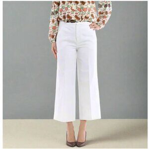 Tory Burch White Jacquard Wide Leg Crop Pant Womens 27